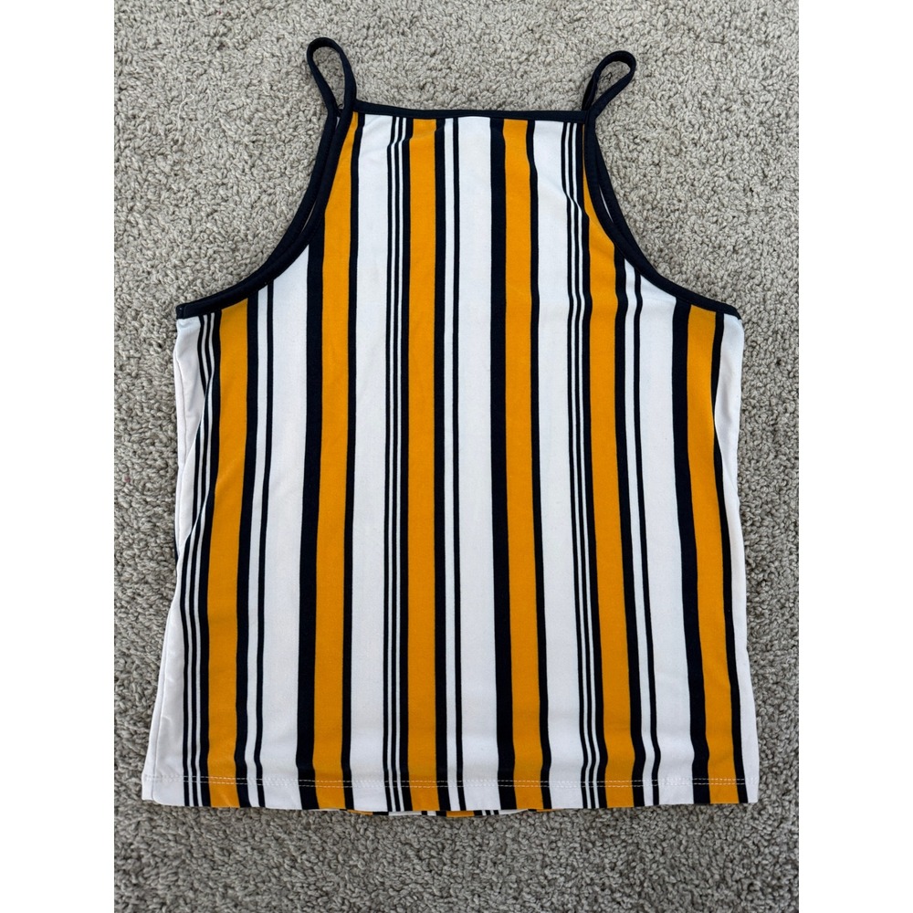 Wishful Park Women's Striped Tank‎ Top Orange White Black Sleeveless Size Medium